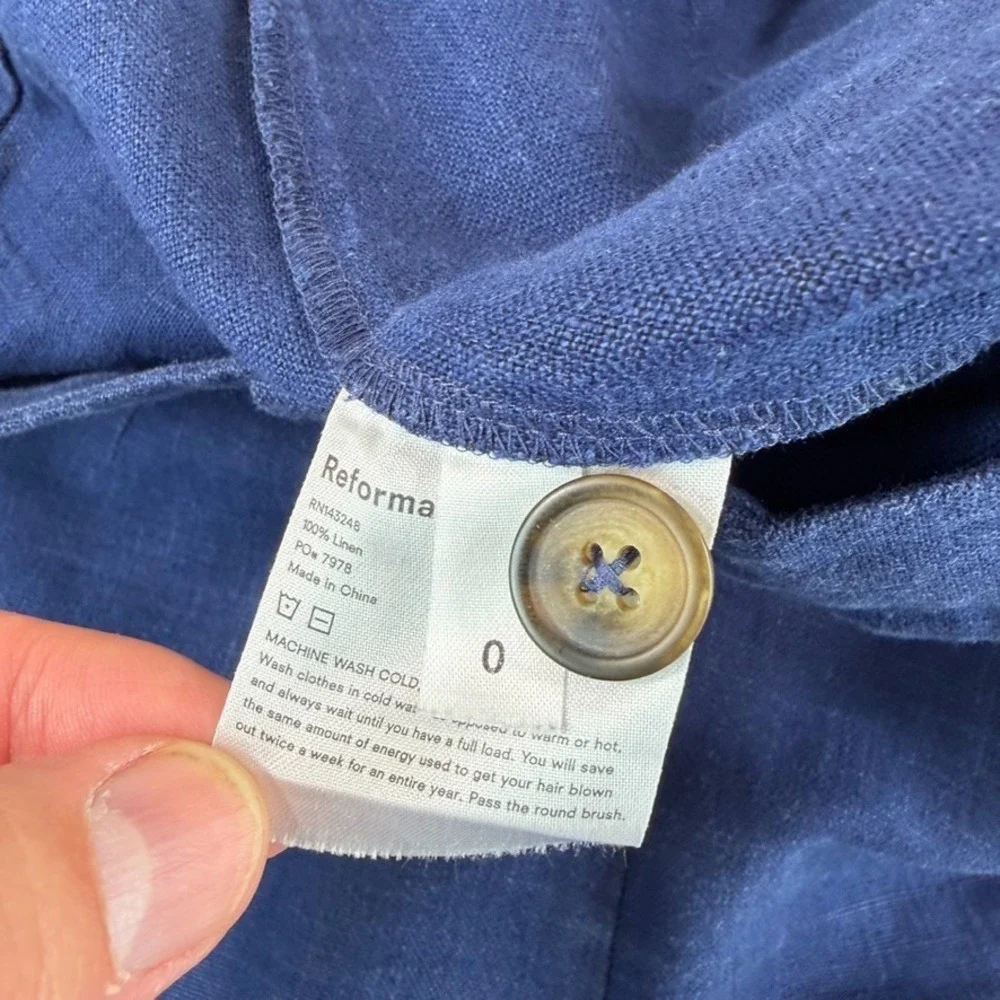 Reformation‎ Wide Leg 100% Linen Pants Blue Women 0 Resortwear Vacation Luxury